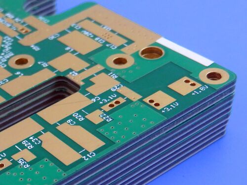 4-слойная гибридная печатная плата на материалах RT duroid 5880 и FR4 с покрытием ENIG